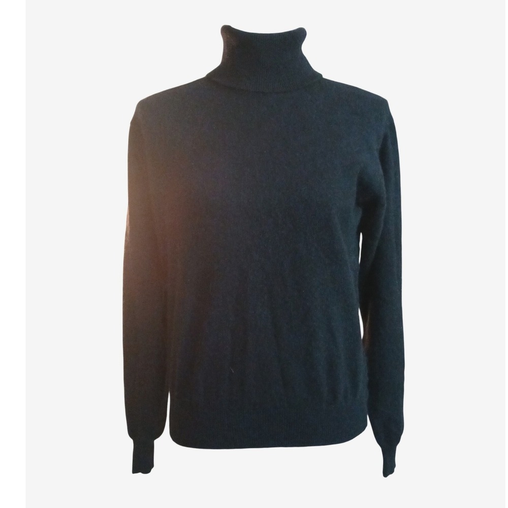 Valerie Stevens 100% Cashmere Medium Turtleneck Sweater Black Women 2 ply
